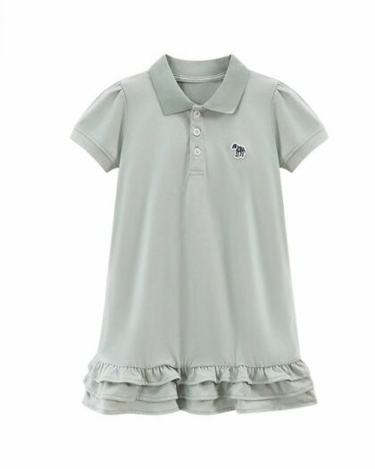 Robe polo d'été grise logo cheval pour fille