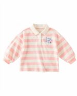 Polo rose à rayures blanches pour petite fille de 2 à 6 ans