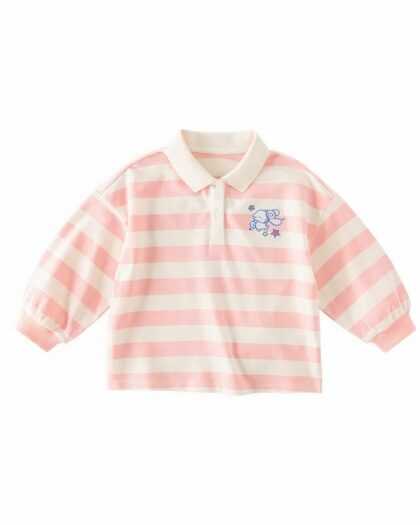 Polo rose à rayures blanches pour petite fille de 2 à 6 ans