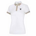 Polo de golf à manches courtes pour femme séchage rapide blanc sur fond blanc