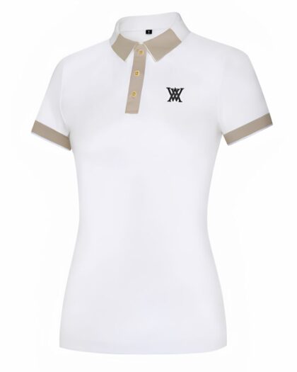 Polo de golf à manches courtes pour femme séchage rapide blanc sur fond blanc