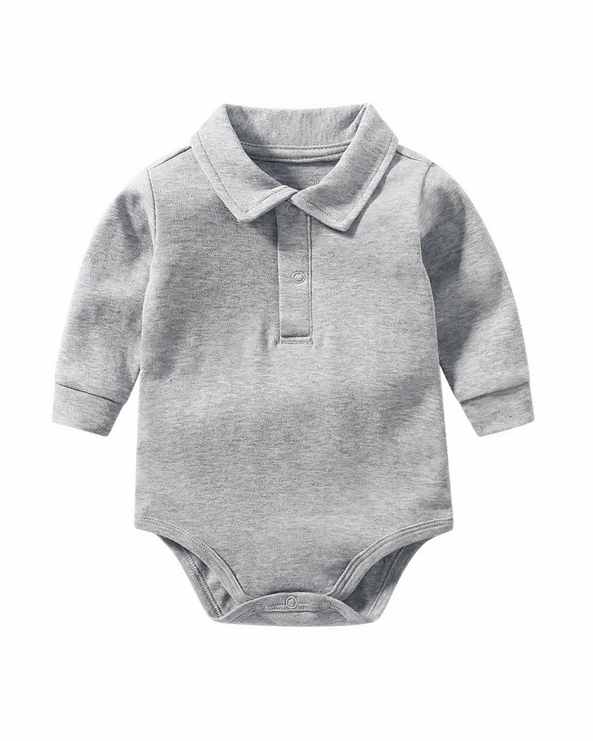Body Polo Manches Longues Pour Bebe Gris 6 Mois