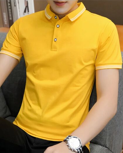 Polo à manches courtes et rayures discrètes pour homme