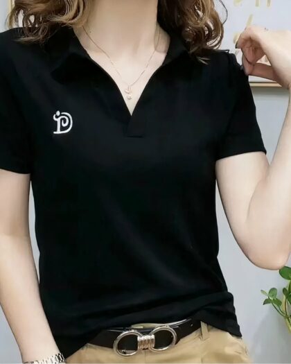 Polo à manches courtes pour femme, uni