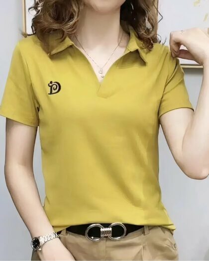 Polo à manches courtes pour femme, uni