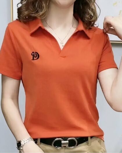 Polo à manches courtes pour femme, uni