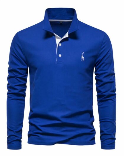 Polo à manches longues et girafe brodée pour homme