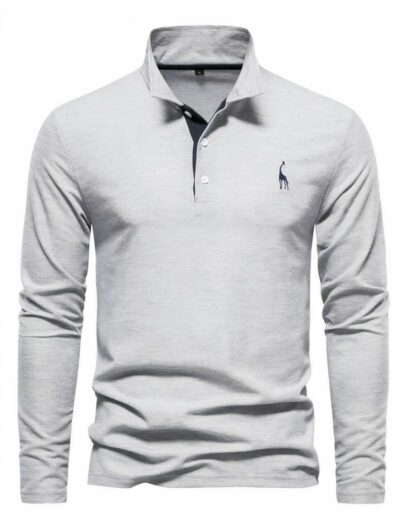 Polo à manches longues et girafe brodée pour homme