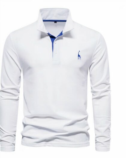 Polo à manches longues et girafe brodée pour homme