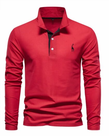 Polo à manches longues et girafe brodée pour homme
