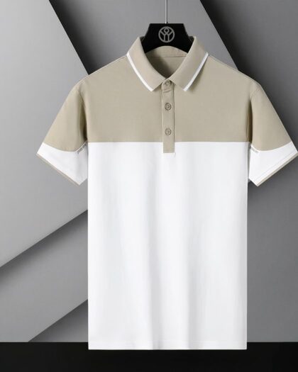 Polo bicolore à manches courtes pour homme