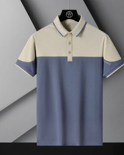 Polo bicolore à manches courtes pour homme