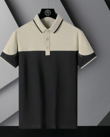 Polo bicolore à manches courtes pour homme