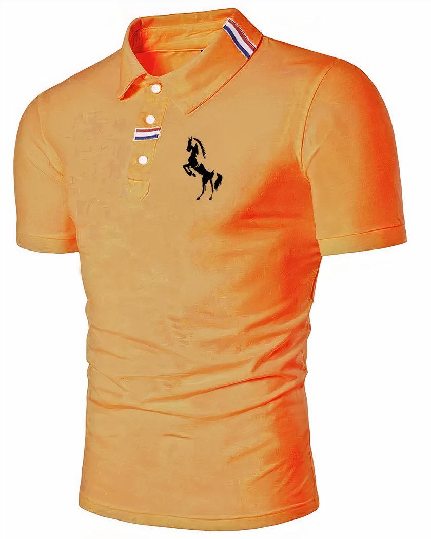 Polo Broderie Cheval Pour Homme Orange L