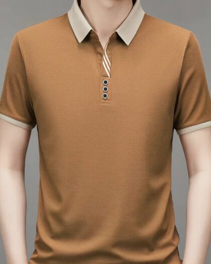 Polo chic à col coloré et manches courtes