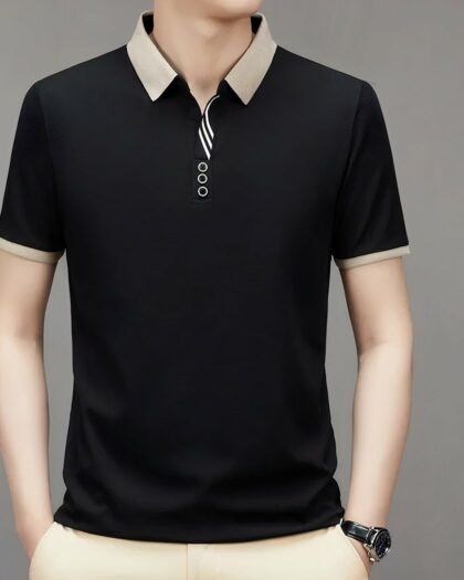 Polo chic à col coloré et manches courtes