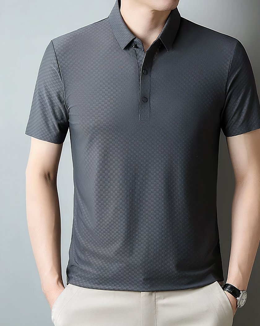 Polo Chic Imprime Carreaux Pour Homme Gris M