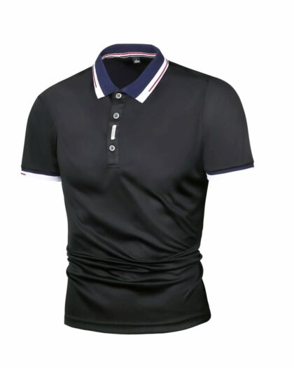 Polo de sport à manches courtes en fibre de bambou pour homme