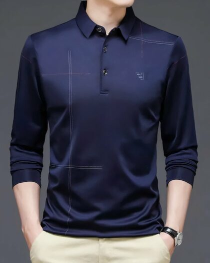Polo décontracté à manches longues pour homme