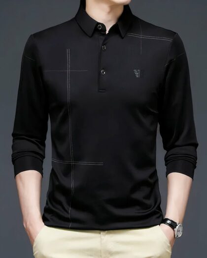 Polo décontracté à manches longues pour homme