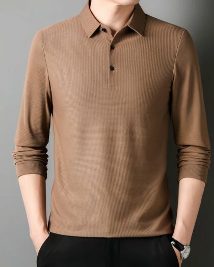 Polo en coton à manches longues pour homme