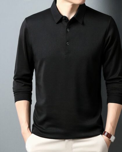 Polo en coton à manches longues pour homme