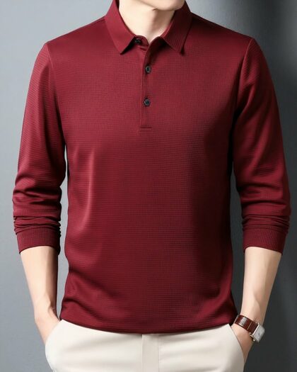 Polo en coton à manches longues pour homme