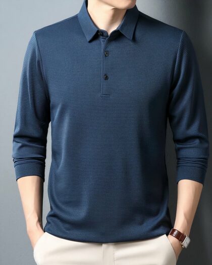 Polo en coton à manches longues pour homme