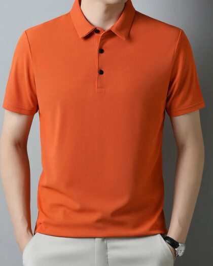 Polo gaufré à manches courtes pour homme