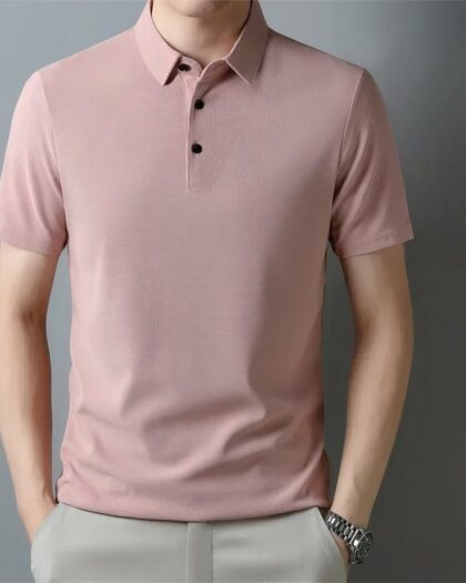 Polo gaufré à manches courtes pour homme