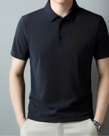 Polo gaufré à manches courtes pour homme