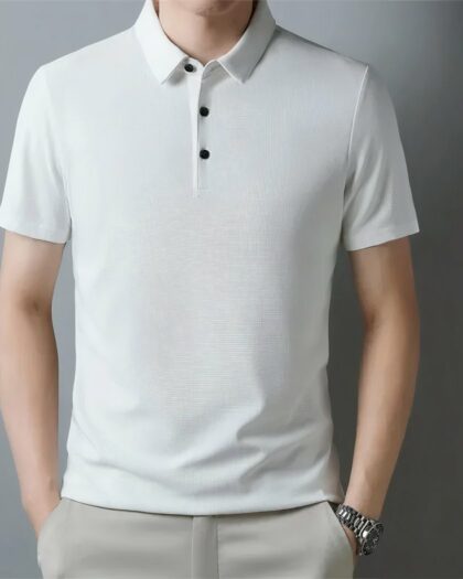 Polo gaufré à manches courtes pour homme