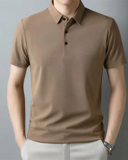Polo gaufré à manches courtes pour homme