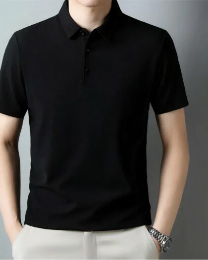 Polo gaufré à manches courtes pour homme