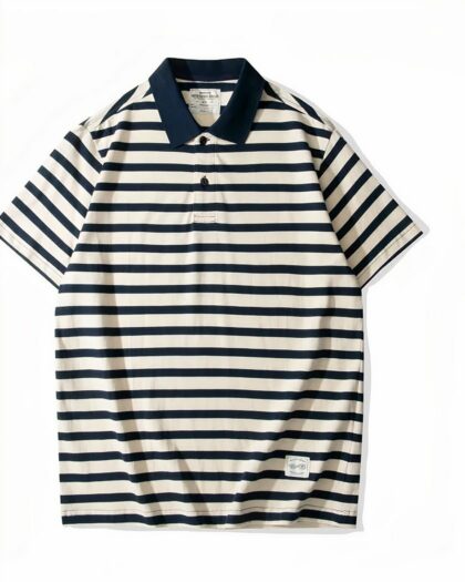 Polo marinière style rétro noir et blanc pour homme