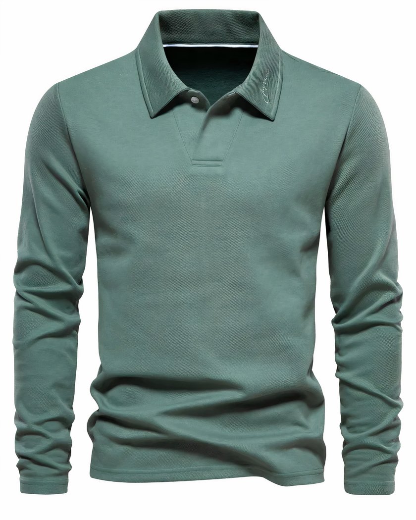 Polo Uni A Manches Longues Pour Homme 3