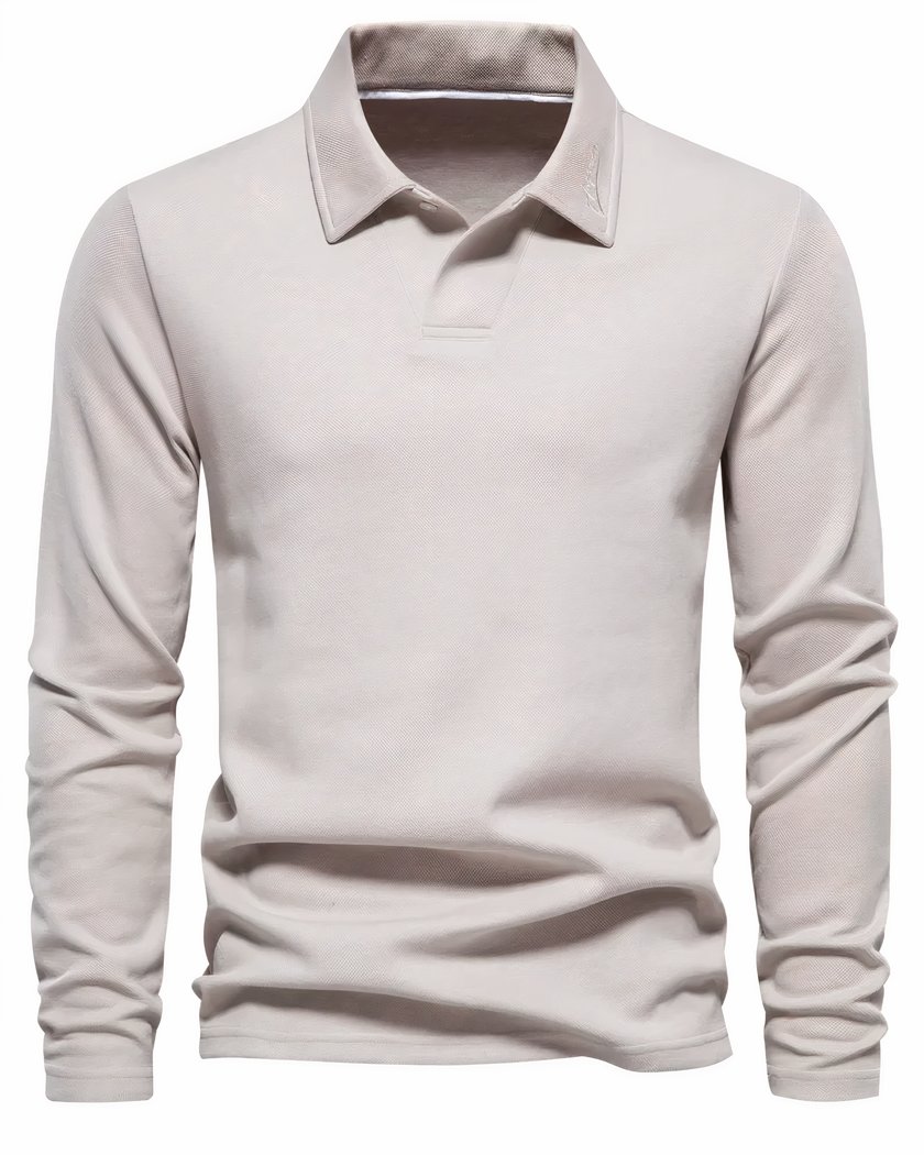Polo Uni A Manches Longues Pour Homme