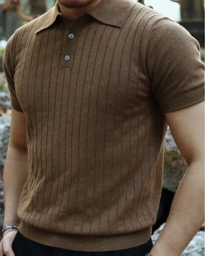 Polo vintage en tricot pour homme