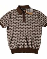 Polo vintage pour homme marron à motifs manches courtes