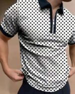 Polo zippé homme à pois