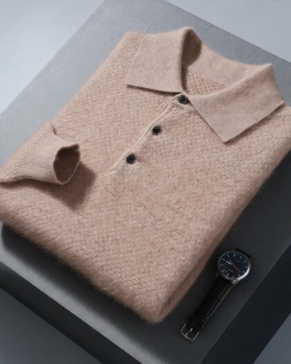 Pull polo en cachemire de vison pour homme