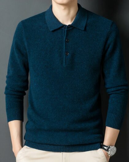 Pull polo en laine pour homme