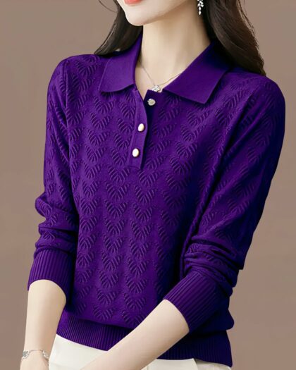 Pull polo en tricot pour femme
