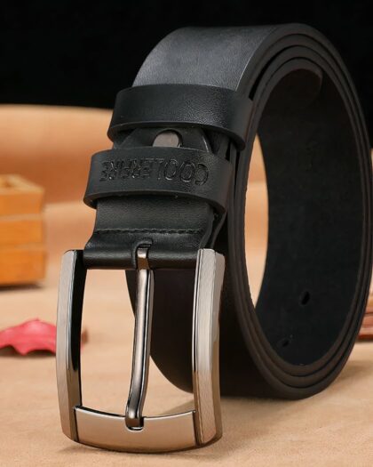 Ceinture noire en cuir pour homme