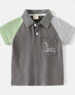 Polo gris à manches courtes colorées pour garçon de 2 à 6 ans