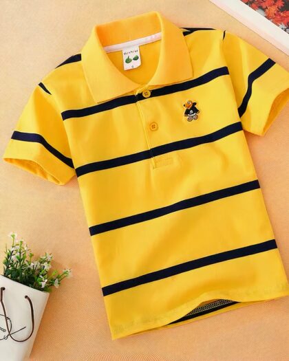 Polo à manches courtes rayures fines en coton pour garçon