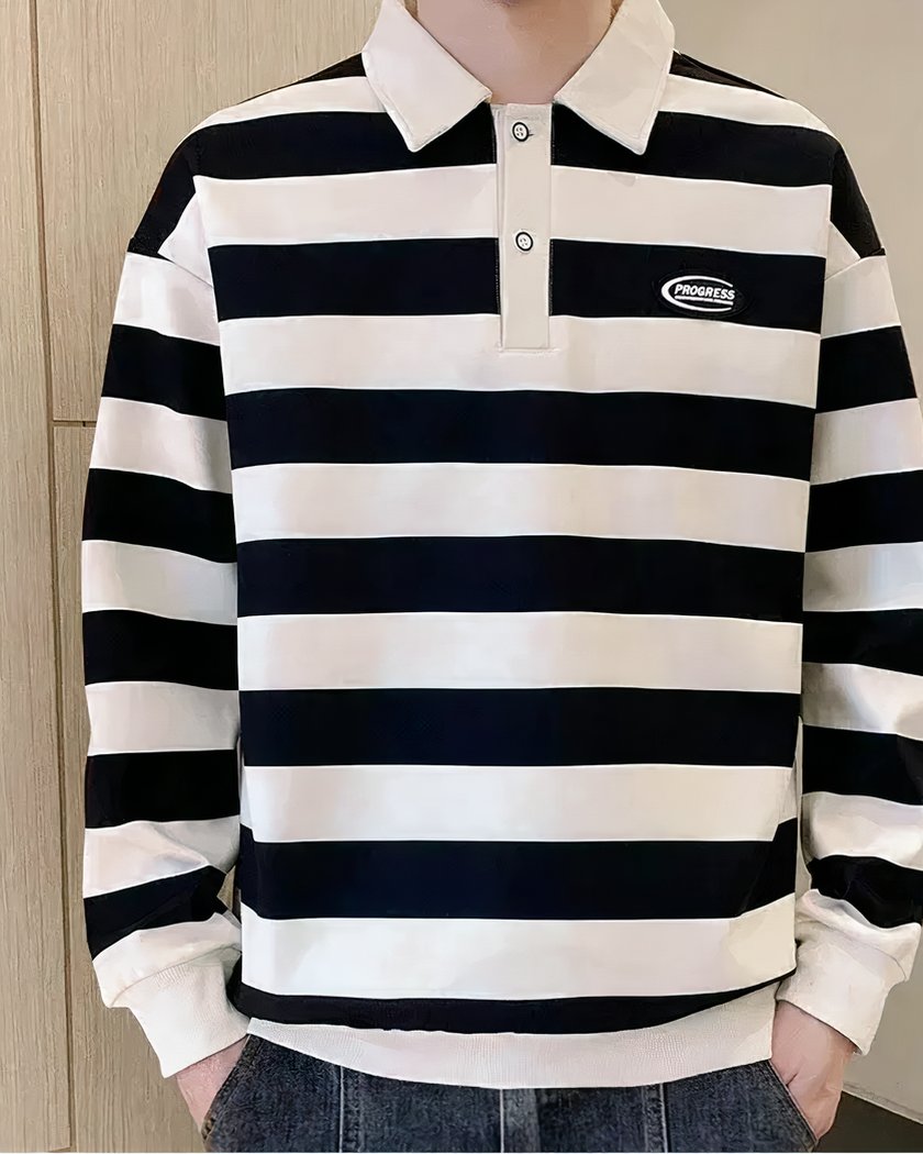 Polo A Rayures Manches Longues Pour Entrainements De Rugby 2