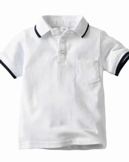 Polo d'été à manches courtes couleur unie pour garçon de 2 à 10 ans