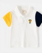 Polo d'été à manches courtes motif brodé lion pour garçon