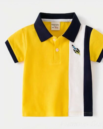 Polo de rugby rayures verticales en coton pour garçon de 2 à 6 ans